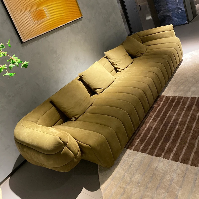 High quality living room sectional sofas furniture Italian modern yellow fabric comfort sofa set designs