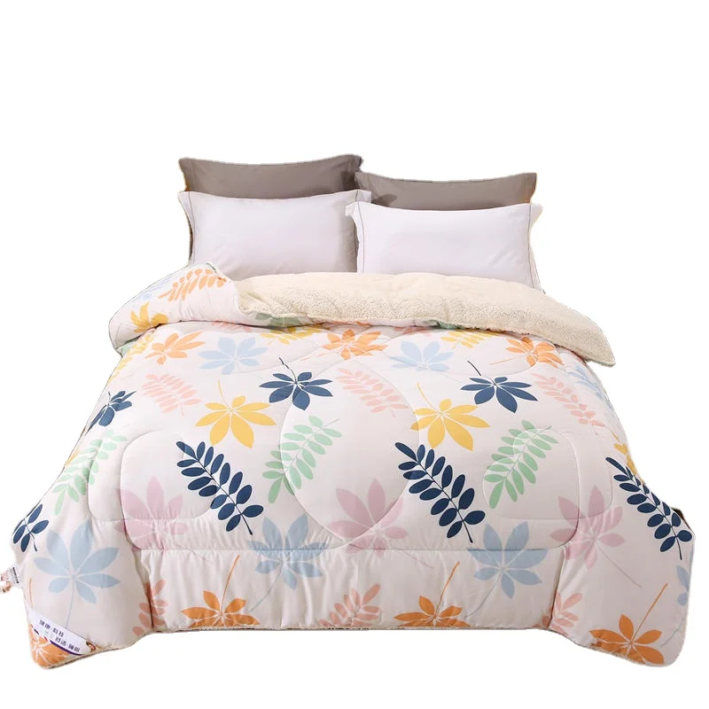 Winter Warm Thick Microfiber Printing Sherpa Comforter Quilt