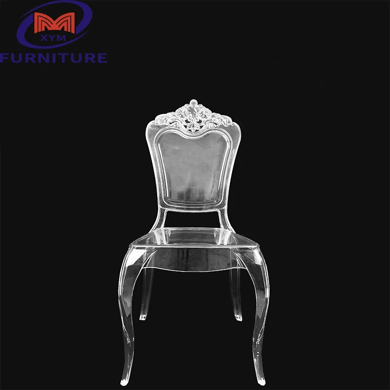 Hotel Chair Dining Chairs Hotel Furniture Transparent Clear Plastic Stainless Steel for Events Modern One Piece Design 4pcs/ctn