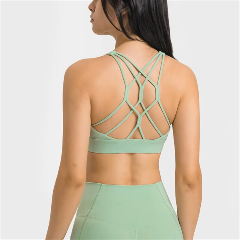 Sports Bra High Support Impact Elastic Cross Back Gym Underwear For Woman Push-up Crop Tank Top Custom Logo Fitness Workout Vest