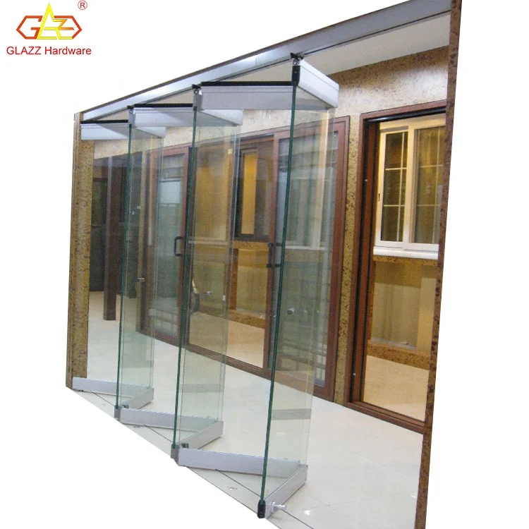 frameless sliding doors tempered glass transparent folding door office partition wall panel