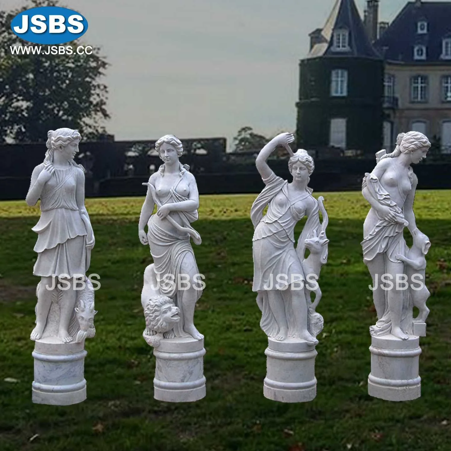 Elegant Stone Carved Luxury Home Decoration Life Size Greek Four Seasons Marble Statues Sculpture