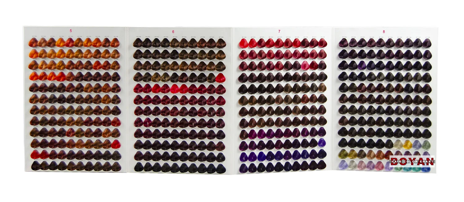 
China hair color chart manufacturer Boyan hair color chart/swatch book 
