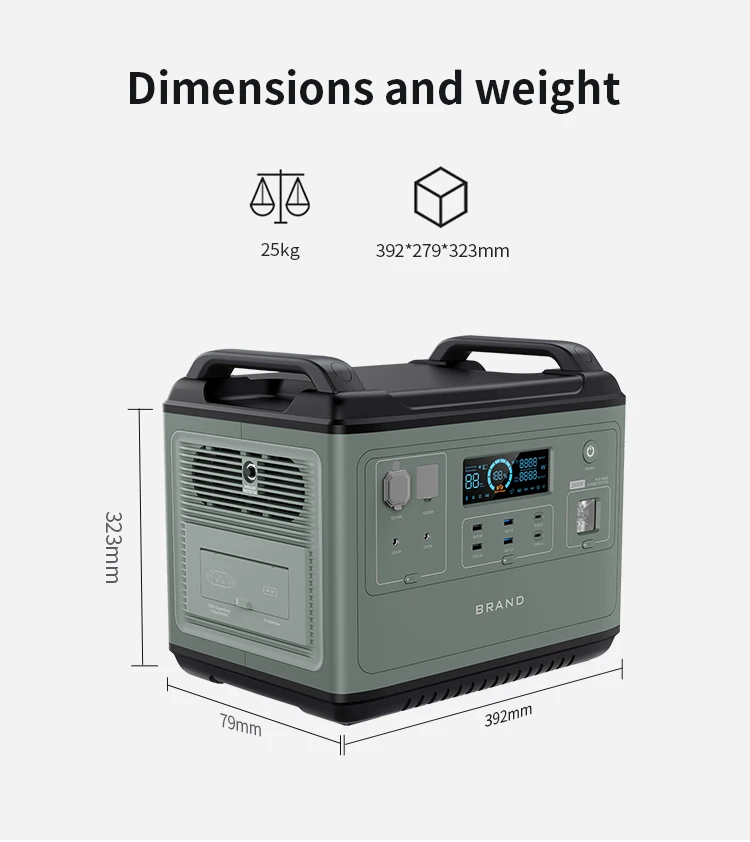 AC charge cable rechargeable lifepo4 lithium battery Portable Power Station 2000w