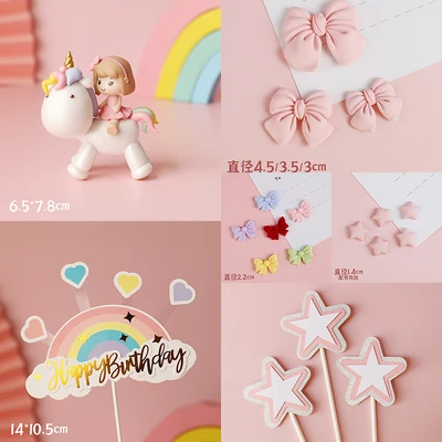 19 PCS Included Unicornio Cake Topper Unicorn Cake Decoration Set