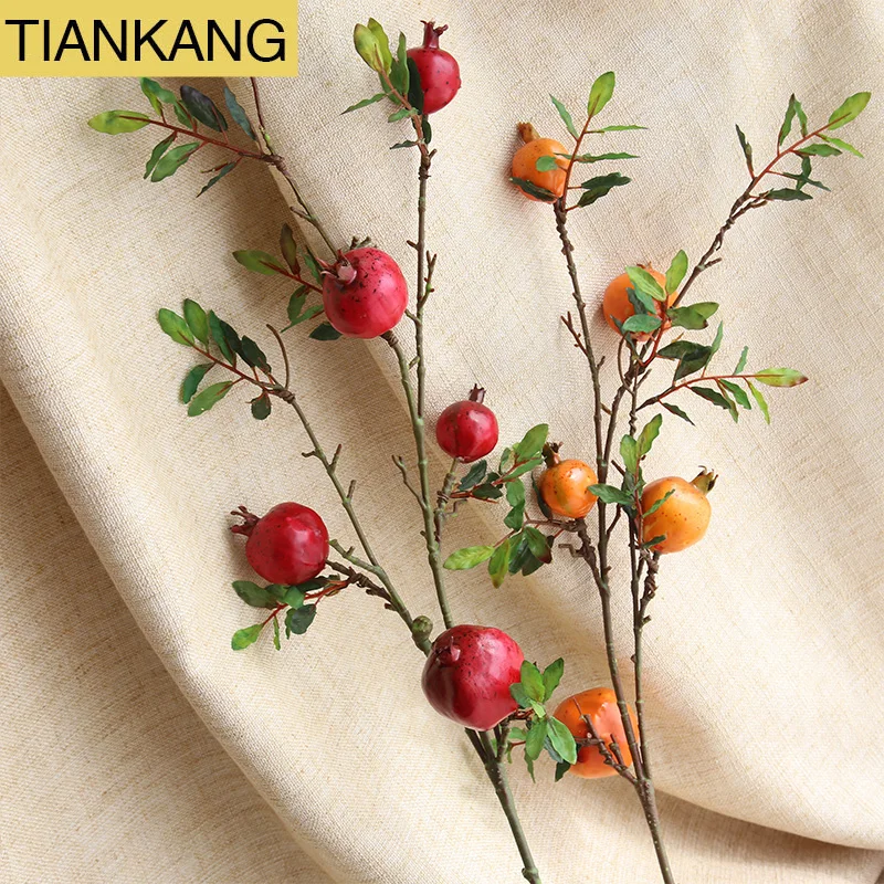 Wholesale Indoor artificial pomegranate decor artificial fruit branches fake fruit