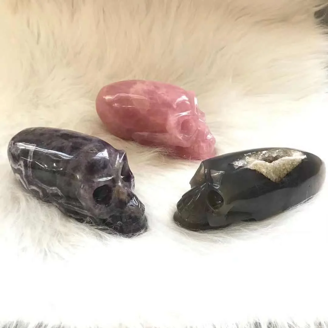 
Wholesale Special Hand Carved Clear Quartz Stone Crystal Skulls Realistic Feng Shui For Sale 