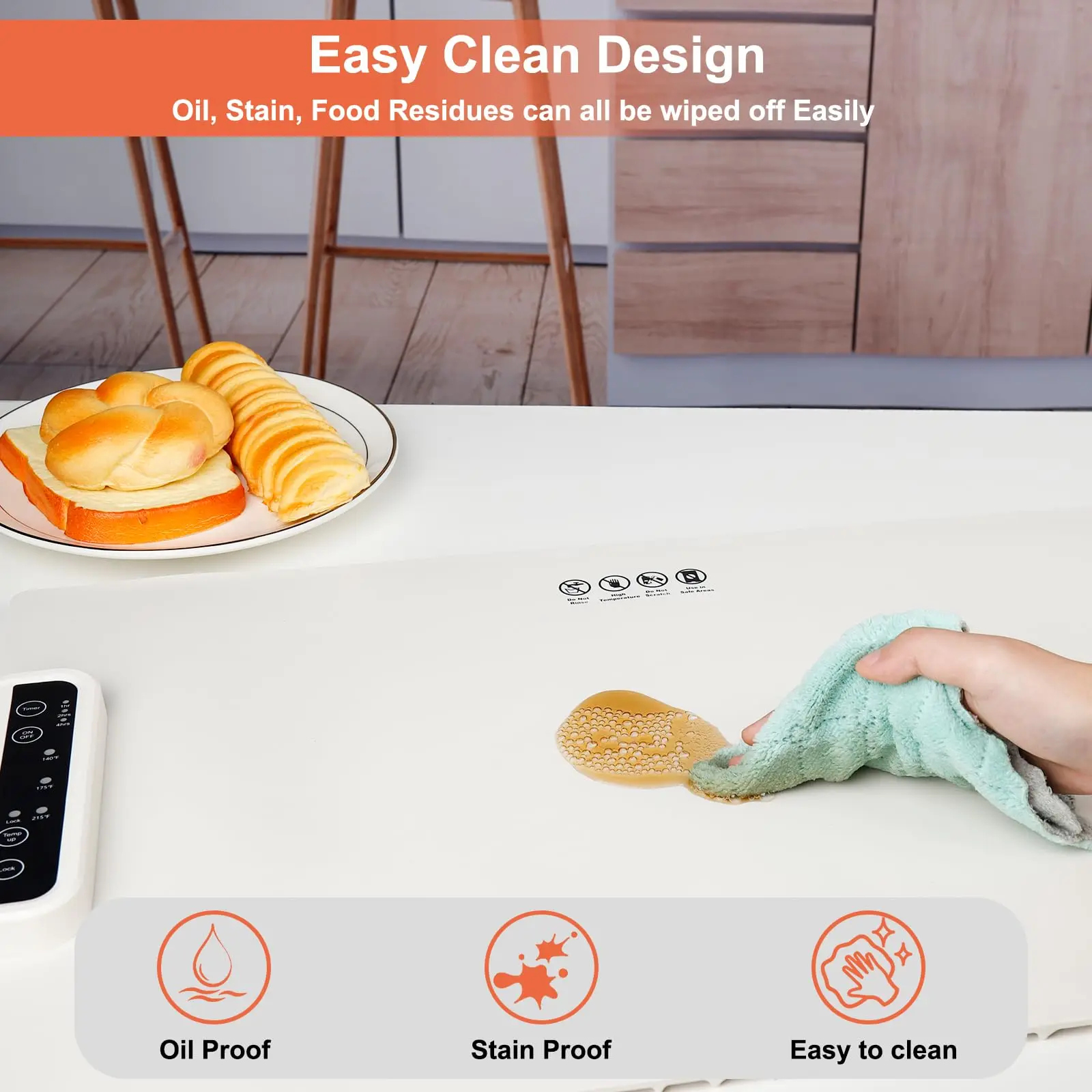 2024 New Temperature Setting Foldable Silicone Food Warming Hot Plate  Full Surface Silicone Heating Pad Electric Warming Tray