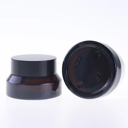 Hot sale quick shipping mini 15g brown face amber cosmetic jar test glass jar for skincare with plastic cap