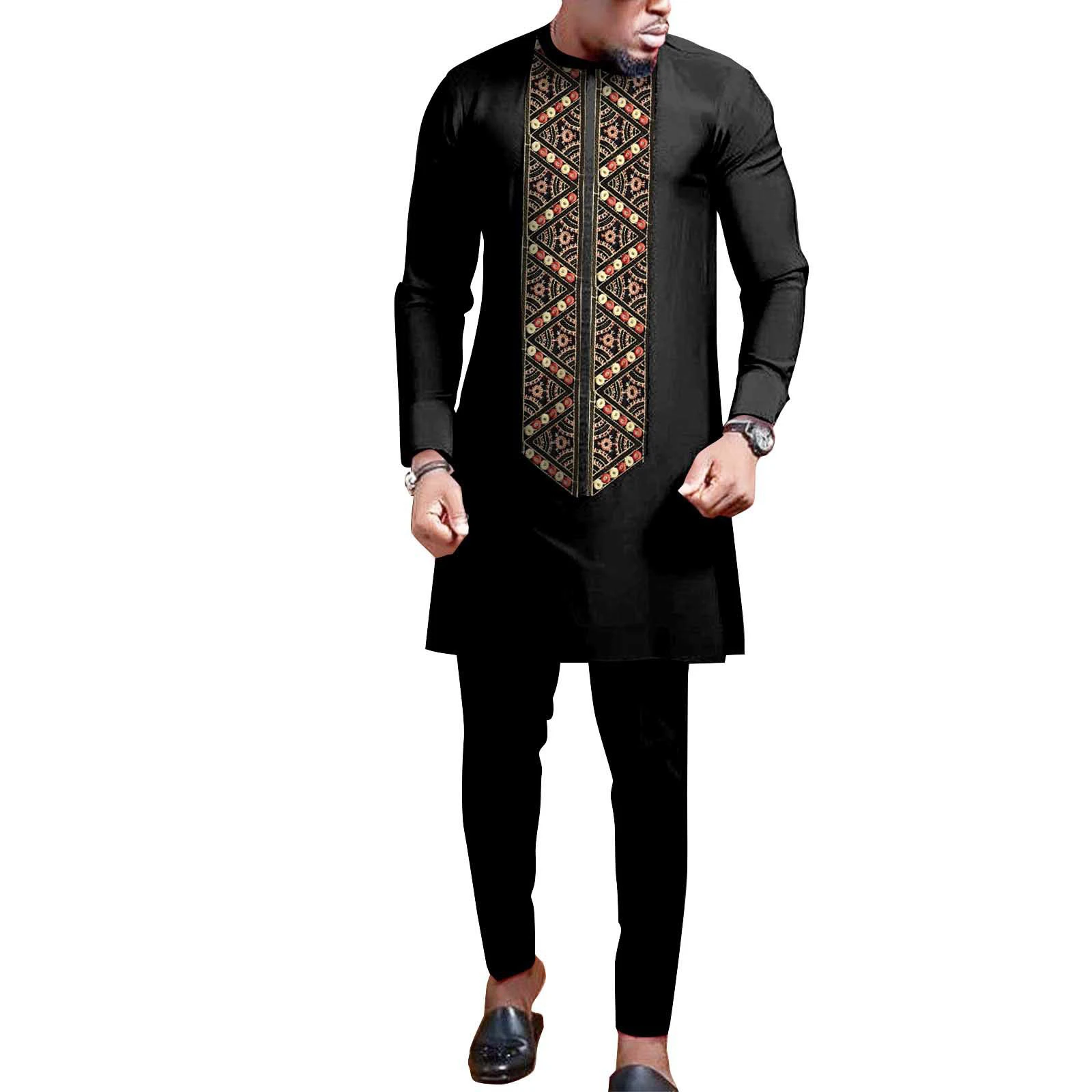 Wholesale New African Clothing Factory Good Order Solid Color Men Clothing Clothes African Men Traditional Outfit Suit