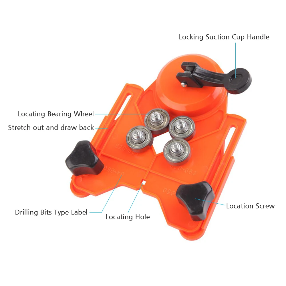 Drill Bit Hole Saw Guide Jig 4-83mm Adjustable Punch Locator Hole Saw with Vacuum Suction Base Sucker