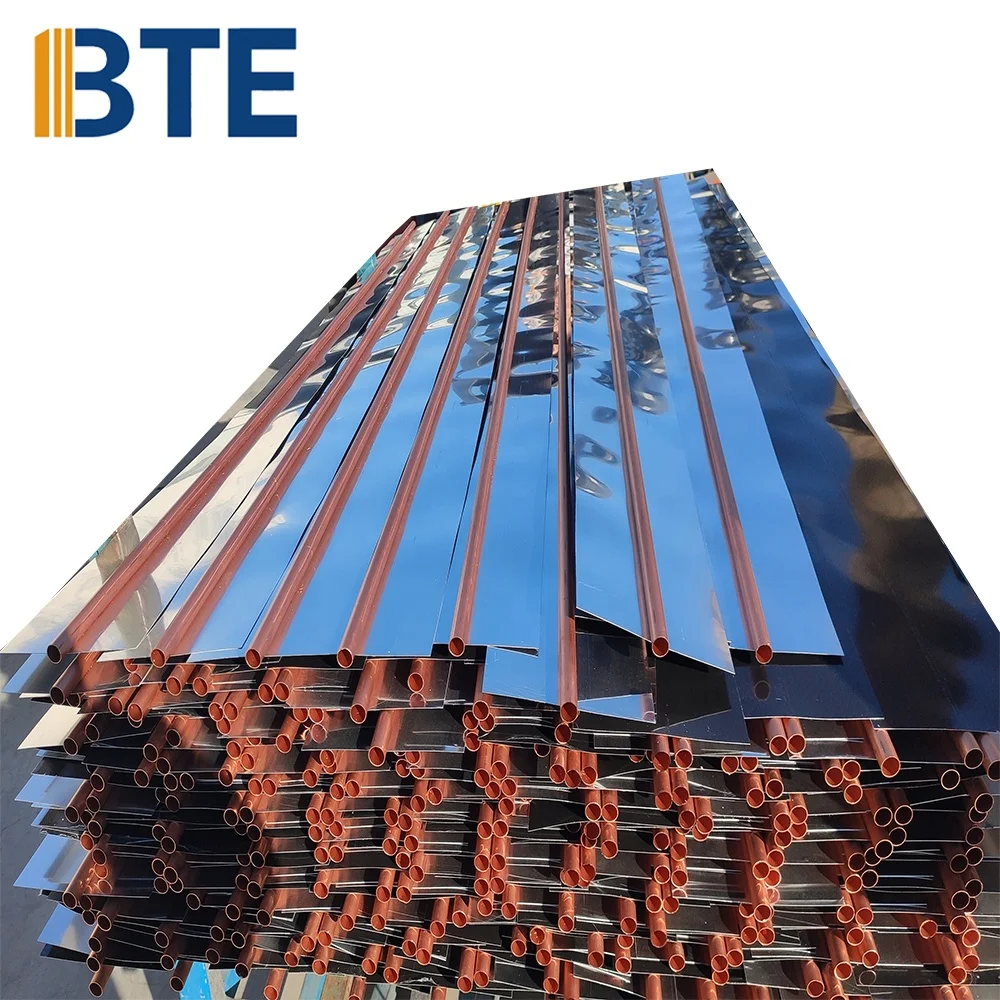 Laser welded black film aluminium absorber fins tubes for flat plate solar collectors