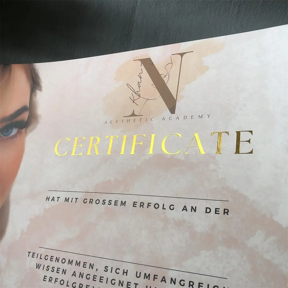 Custom printing gold foil A3 A4 A5 gift card certificate for business