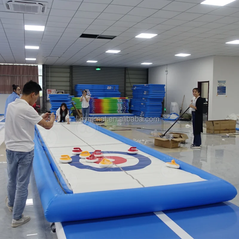 Mobile Artificial Ice Skating Rink Curling game Interactive Curling Game Inflatable Street Curling Express Rink Floor