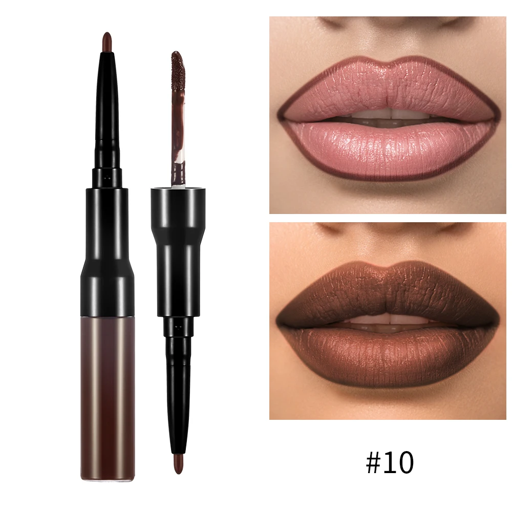 Custom Logo Luxury 2-in-1 Lip Gloss Set Waterproof Matte Lip Liner & Long-Lasting Moisturizing Lipgloss Private Makeup Lsbel
