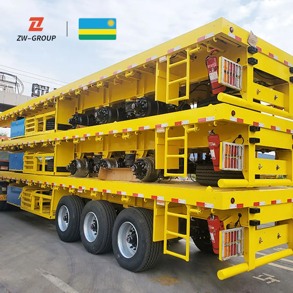 ZW Trailer Shipping container 40ft 3/4 axle Flatbed Semi Trailer for sale