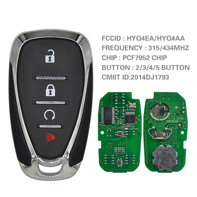 C-hevrolet Camaro Equinox Cruze Malibu Spark Car Remote Control For 315/434mhz 014082-G HYQ4EA ID46 PCF7952 Chip Smart Car Key