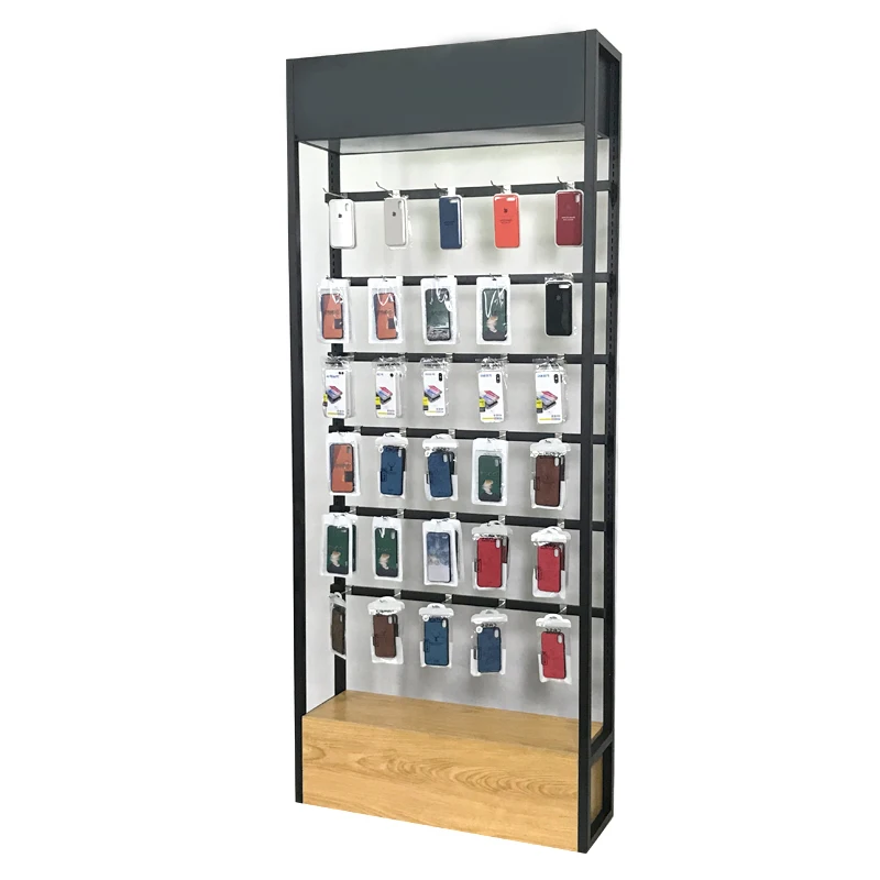Promotion cell phone accessories Pegboard Display Rack with Hooks Wall Phone Case Display Stand