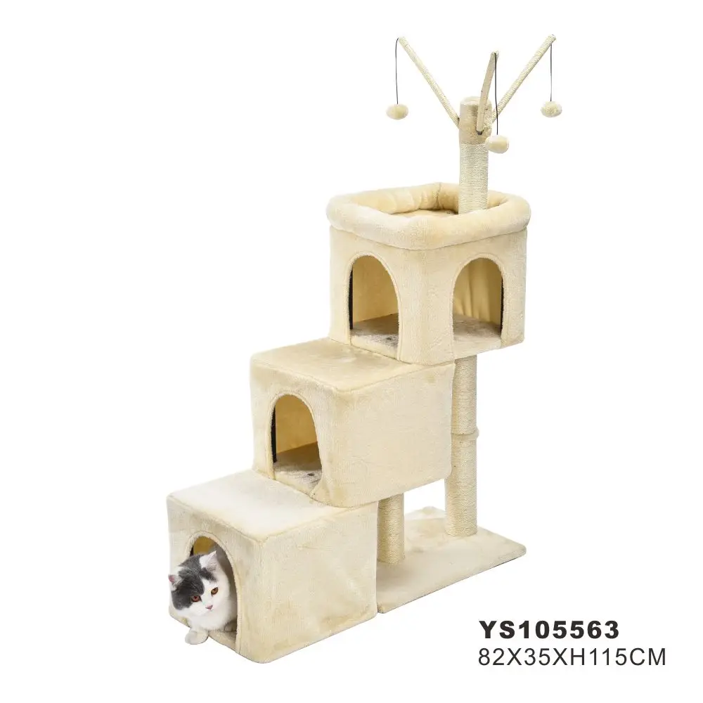Petstar Cat Furniture Dangling Balls Scratcher Luxury Three Steps Cat Scratching Tree Tower Condo