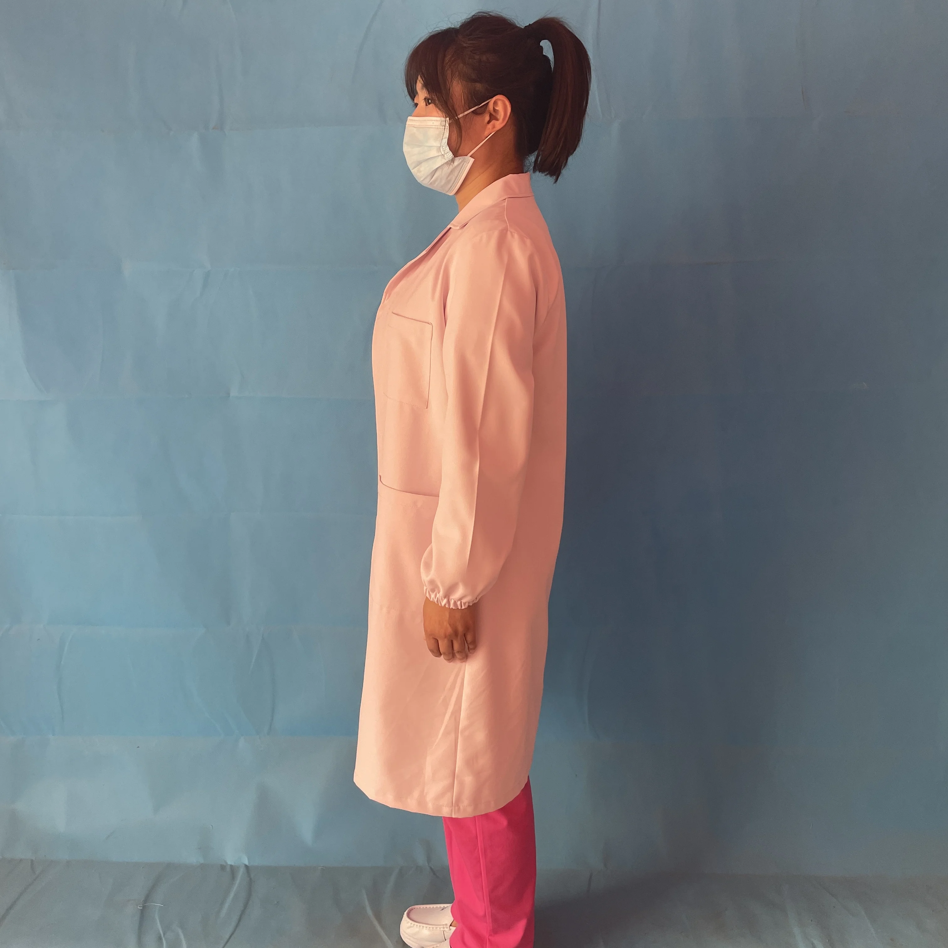 stretch spandex soft fabric fashionable lab coat uniform set for medical hospital wear