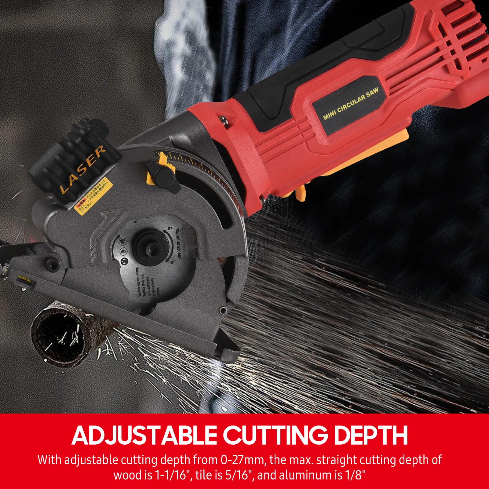 580W 3700RPM Mini Circular Saw Corded 4.8 Amp Electric Compact Circular Saw 6 Blades for Cutting Wood Tile Plastic Soft Metal