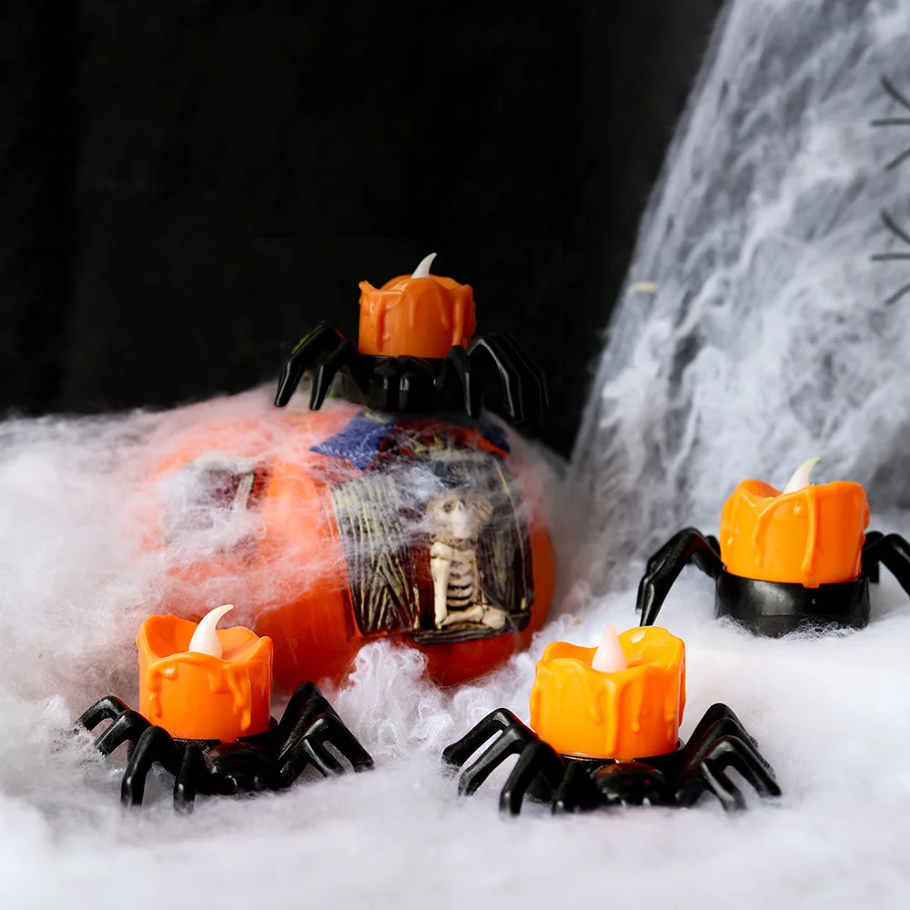 Jartown Halloween atmosphere decoration decoration props Halloween spider candle light LED electronic luminous night light
