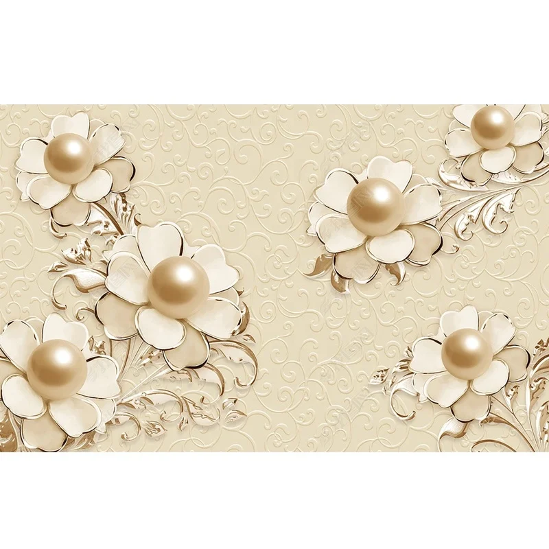 Noble and gorgeous bead flower 3D WALLPAPER decoration for the living room