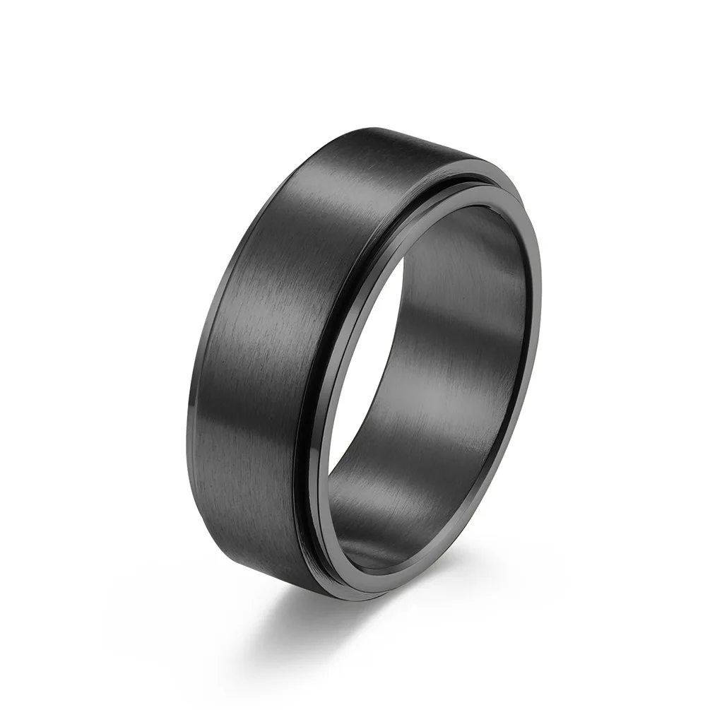 High Quality 8mm Rotatable Spinner Rings for Men Stainless Steel Fidget Band Stress Relieving Anxiety Smooth Ring