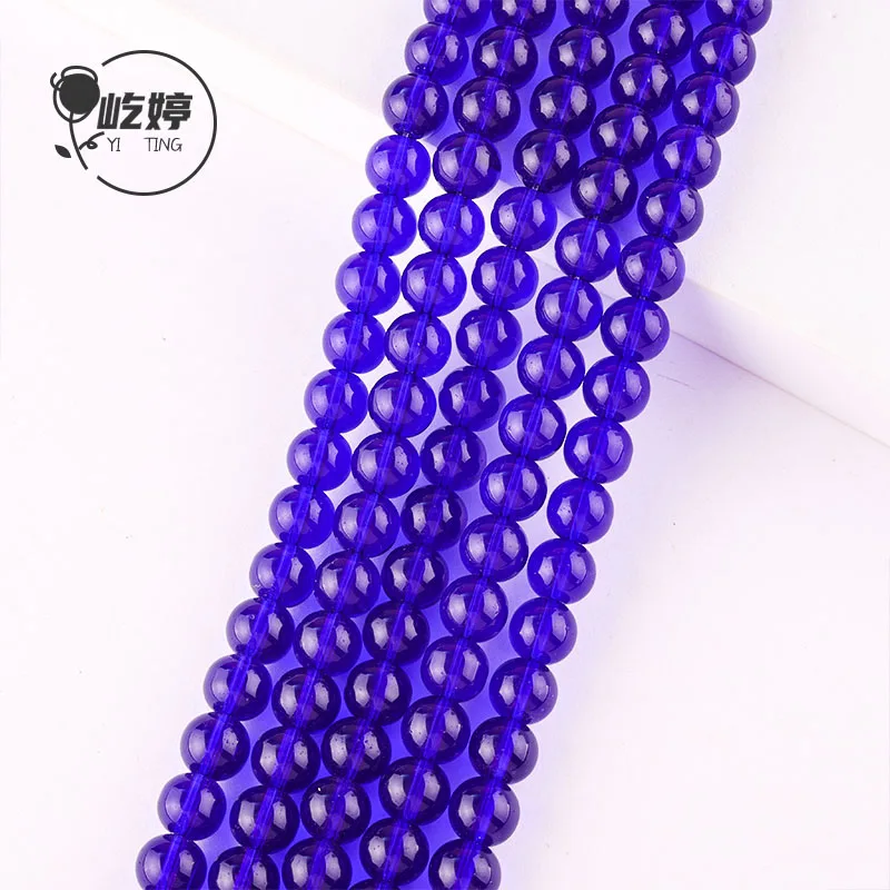 Accessories Charm Deep Blue round glass beads 6mm/8mm/10mm/12mm Round Loose Beads DIY Women Jewelry Making Design Wholesale
