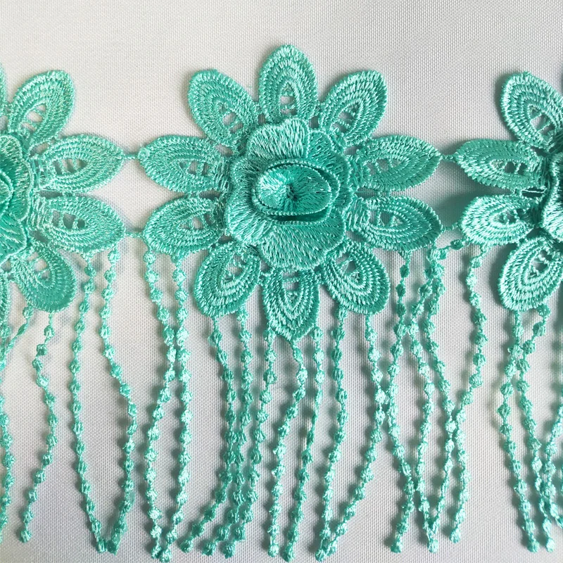 Wholesale New Design Royal Lace Trim with Tassels Polyester Trimming Lace Tassel with Fringe