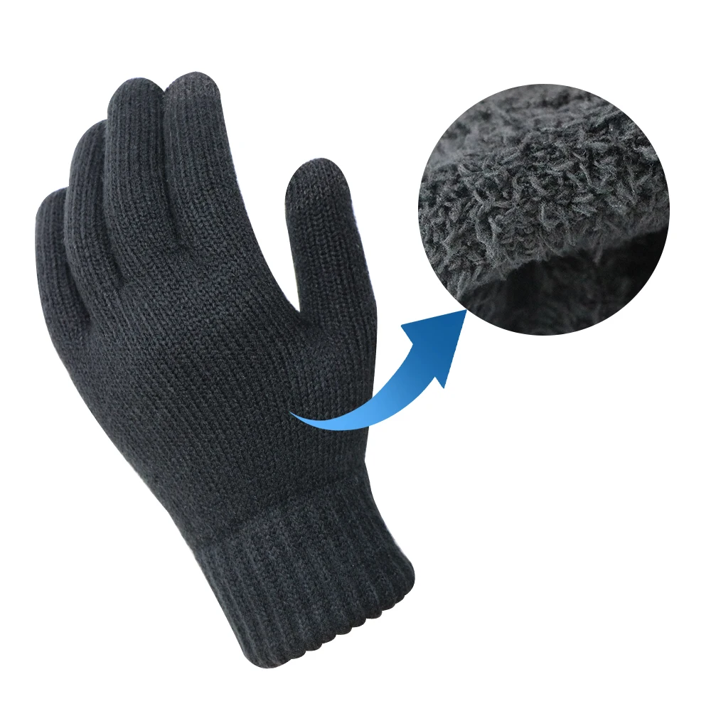Thermal Glove Touchscreen Thickened Knitted Smart Phone Acrylic Gloves & Mittens Outdoor Sport Mens Gloves Winter Fleece Lining