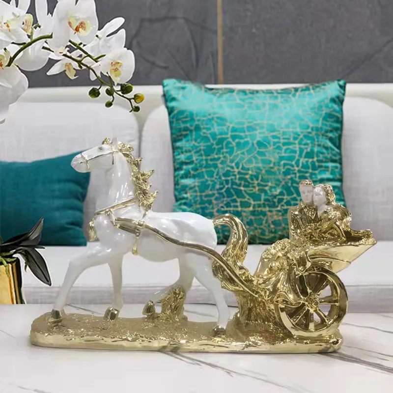 horse Nordic Design Figurines Home Decor Living Room Lucky Small horse Ornament Creative White Golden