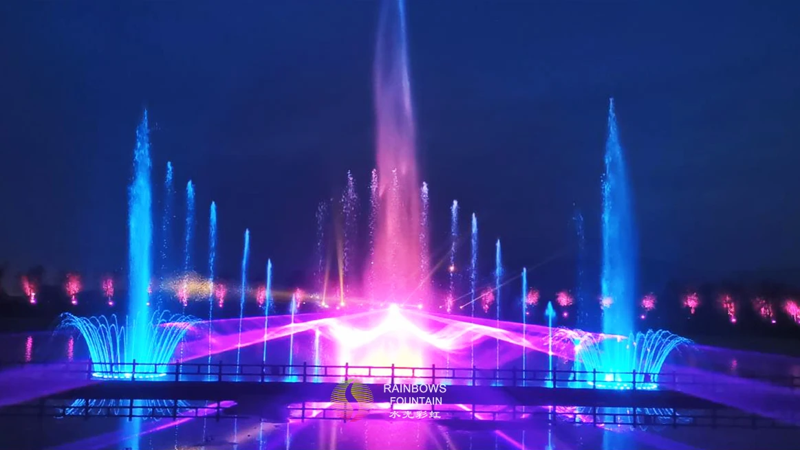 Large Music Dancing Water Fountain Round Fountain on Lake Design by Rainbows Fountain