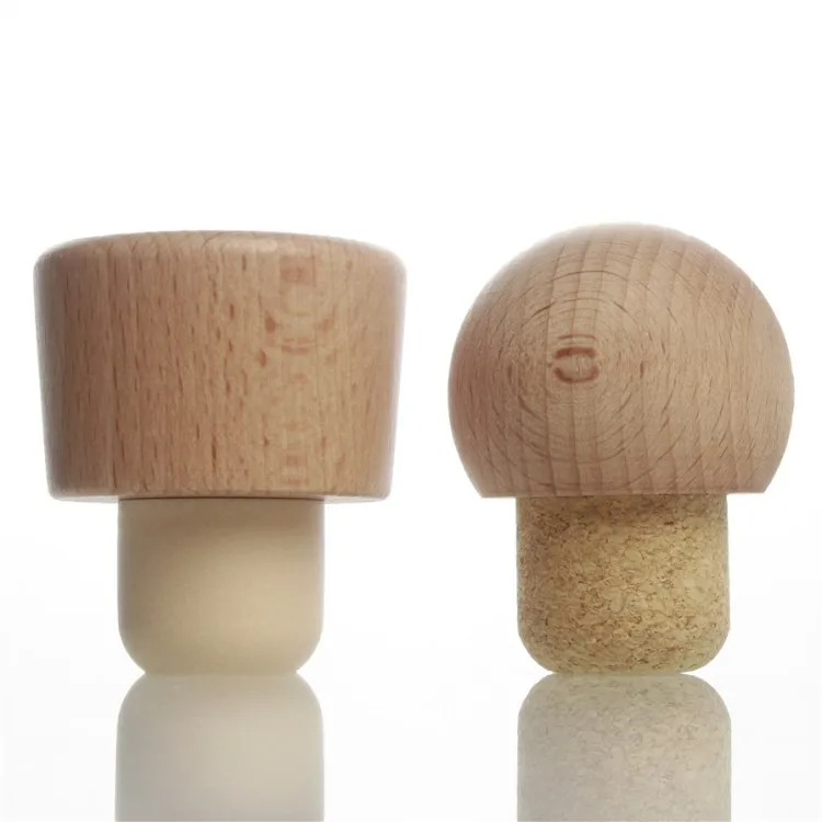 Customized T-shaped Synthetic Cork Stopper Funny Heat Ball Wooden Cork Lids For Tequila Gin Whiskey Bottle