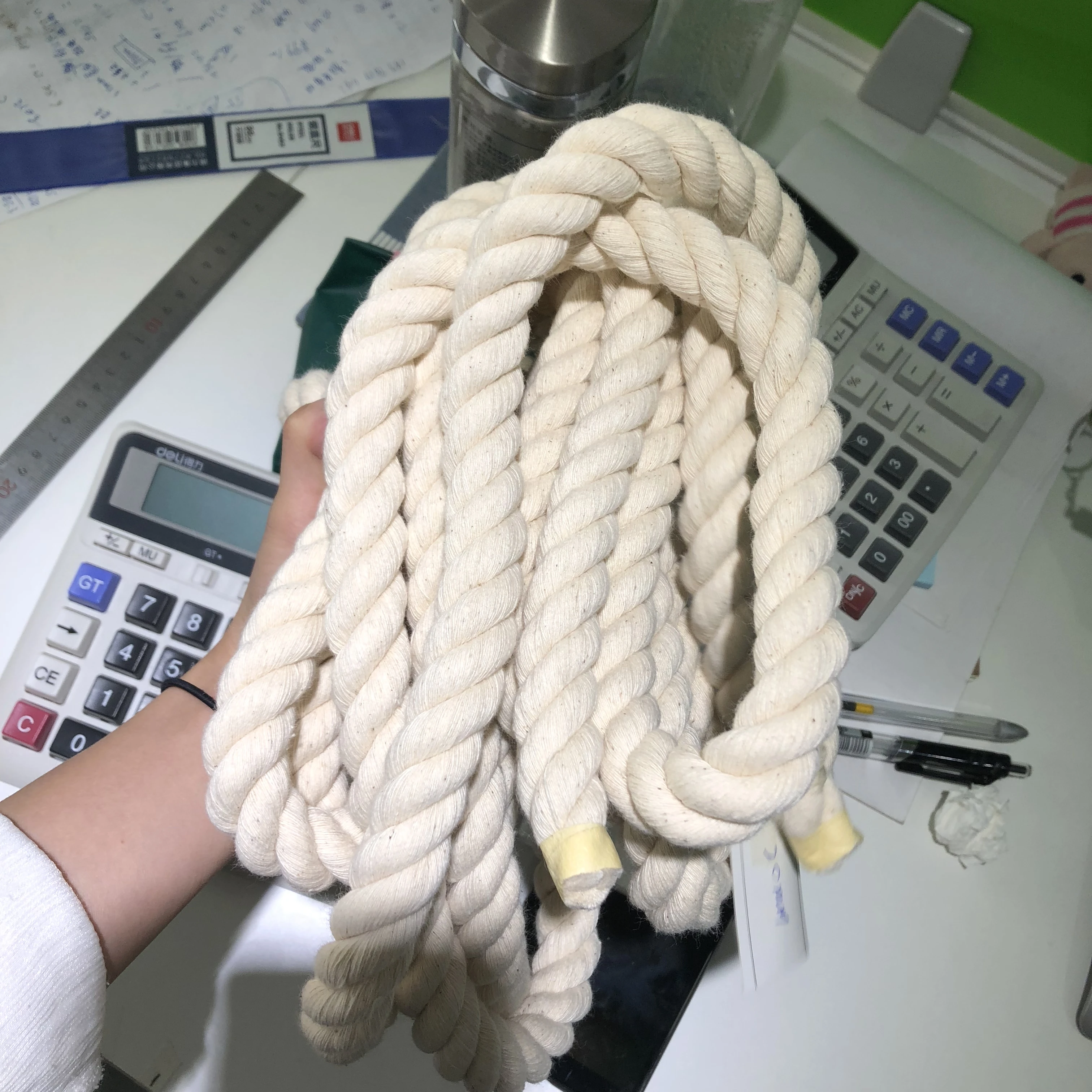 Ropemate 20mm Natural White 3 Strand Twisted Cotton Rope / 3 Ply Macrame Cord / Large Size Cotton Cord for Macrame Kit