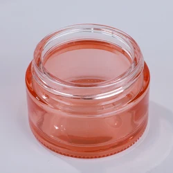 New product 5g 10g 15g 30g 50g 100g  clear pink glass cream jar with gold black sliver aluminium Cap Luxury skincare packaging