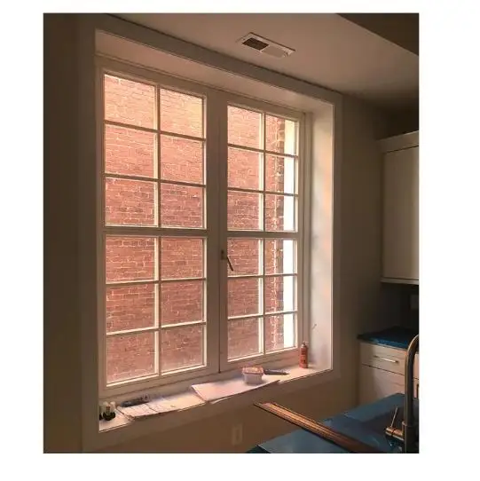 Double Glazed Aluminum Casement windows with drawing Casement Window with Grill Design and Mosquito Net