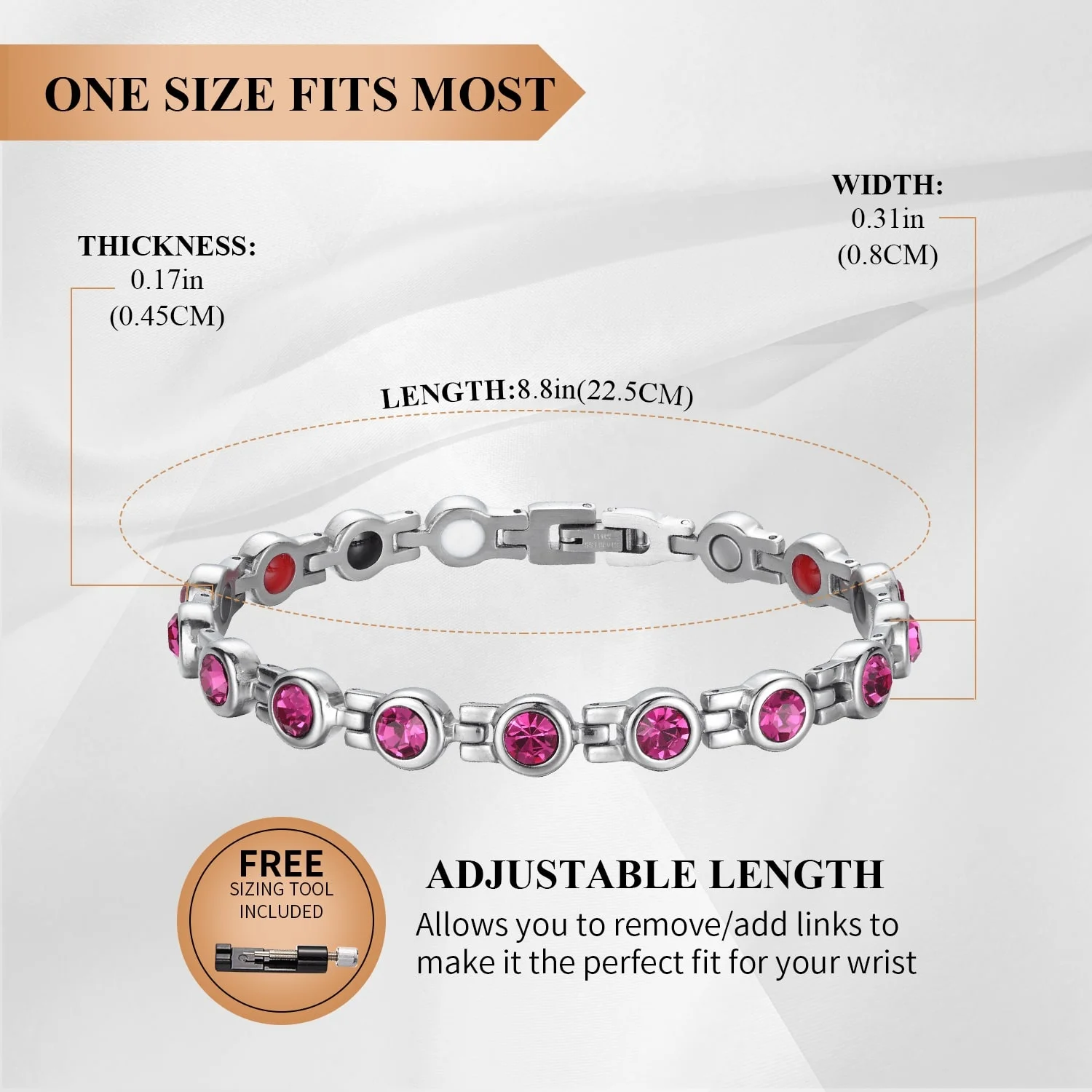 Wholesale Natural Gem Stone Rose Quartz Crystal Women Titanium Steel Magnetic Germanium Bracelets Pain Relief Device