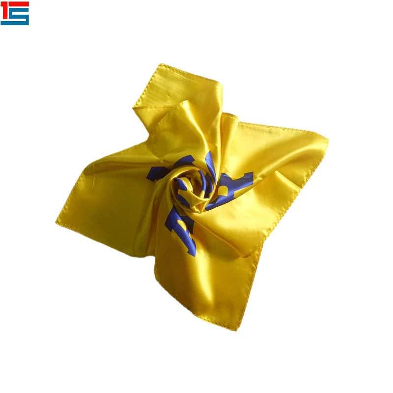 Custom Printed Satin Red And Orange Square Bandana For Fashion Piece