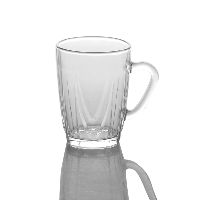 Large Plain Handle Drinking Glass Mug for Coffee & Tea