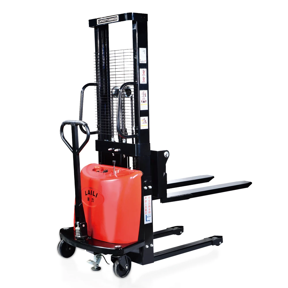 2000KG mini narrow aisle semi electric platform lift stacker machine