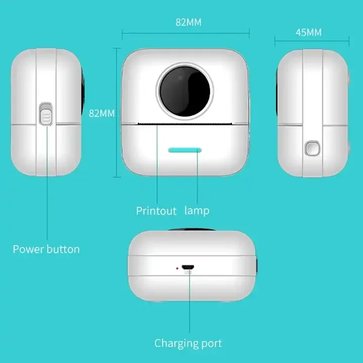 X5 Mini thermal printer portable printer for office study office label printer Compatible with Phone PC 200DPI