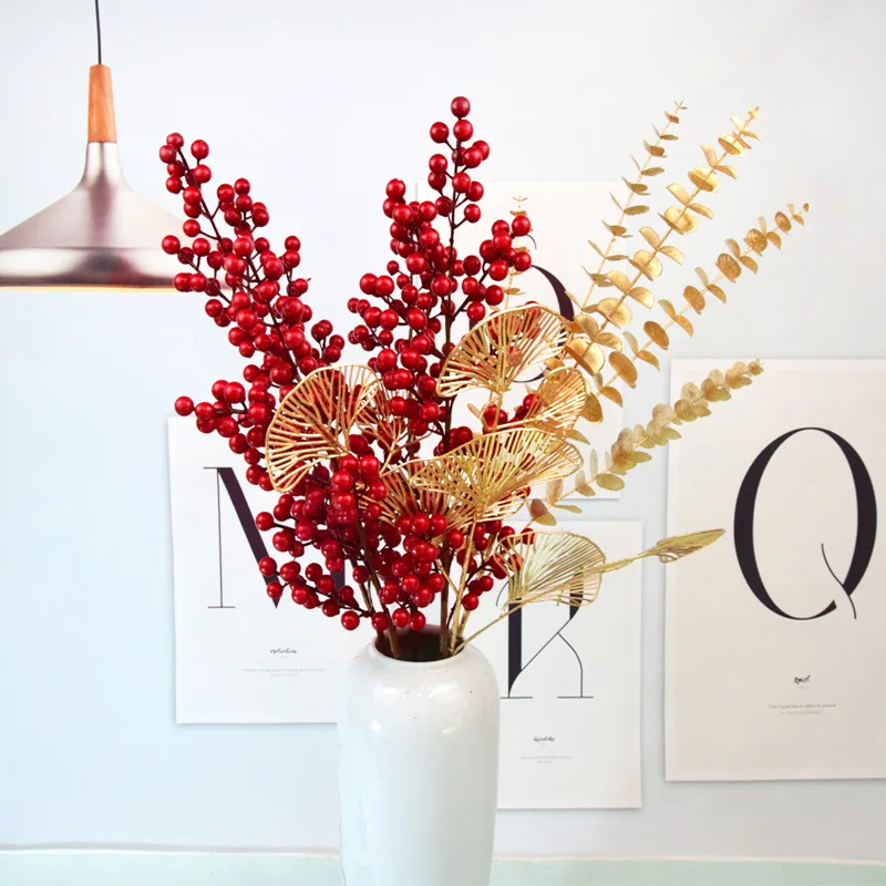 GM Artificial Red Berry Stems for Christmas Tree Decorations  Red Berry Branches DIY Xmas Wreath  Home Decor