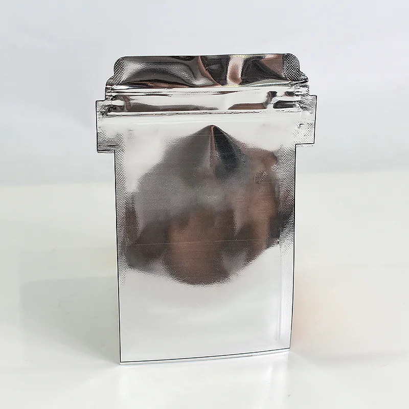 Die Cut Customize Printed Edible Recycled Sachet Polymailer Bag Transparent Small Zipper Blend Silver Plain Food