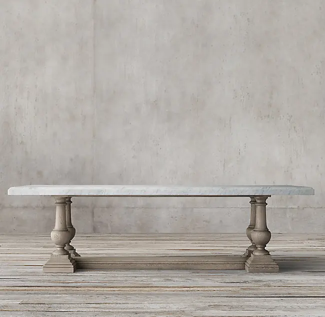 solid oak wood marble glass top Antique French style  dining tables