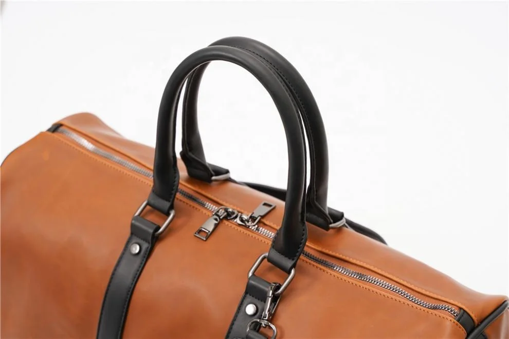 Custom LOGO Large Capacity Vintage Luggage Casual PU leather Travel Duffel Tote Bags Outdoor Weekender Overnight Gym Sports Bag