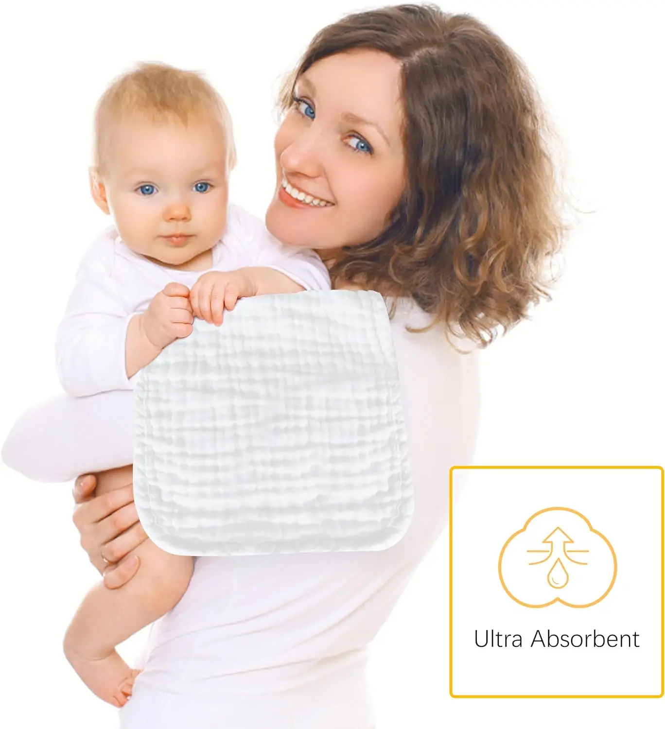 Extra Soft and Absorbent Large 20'x10' Cotton Muslin Baby Burping Cloth Washcloths Muslin Burp Cloths