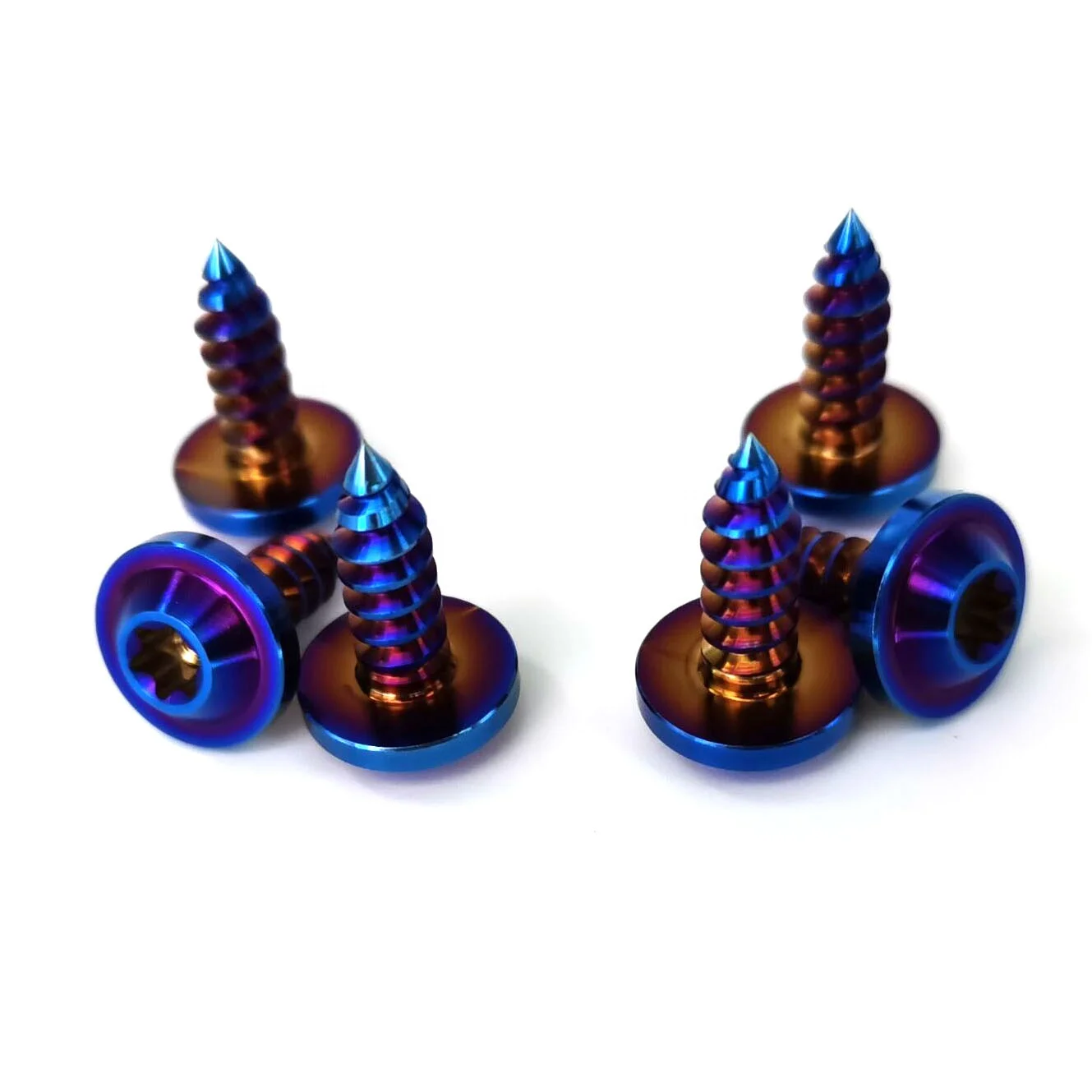 TITST titanium Self Tapping Button Torx Head Screw for Motorcycle Car M5x15 burnt blue titanium screws