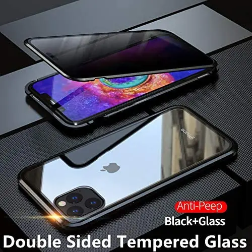 Anti Peep Privacy Case for iPhone 14 13 12 with Tempered Glass Anti Spy Magnetic Metal Bumper Full Cover Protective Phone case