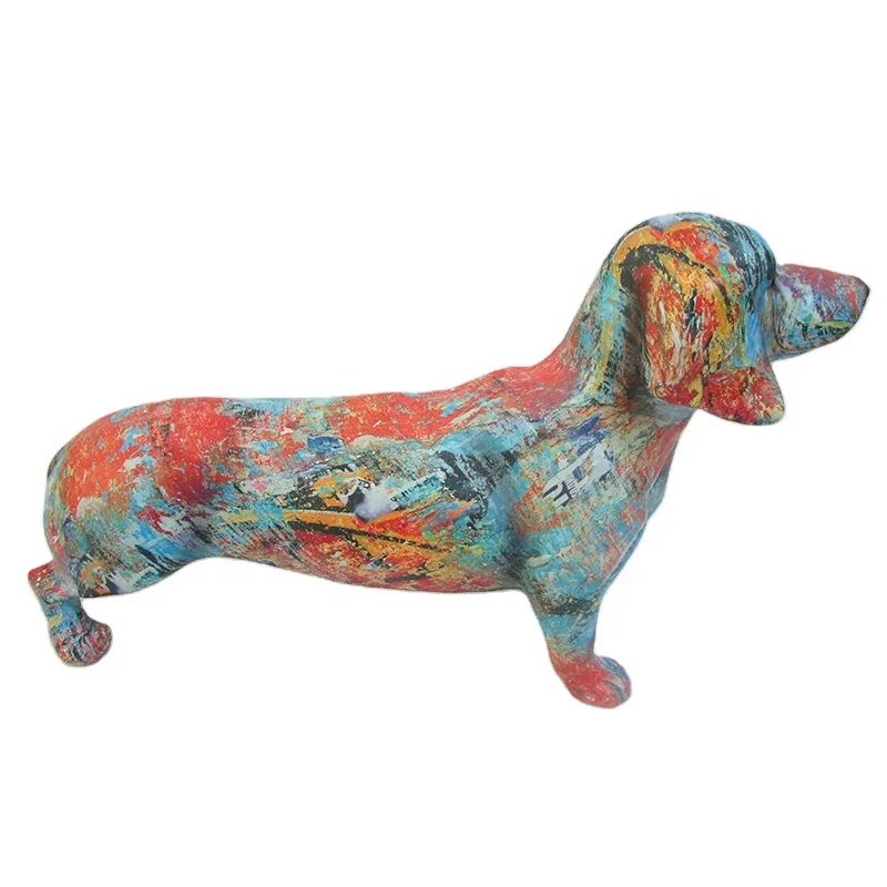 00030B Hot Selling Abstract Colorful Graffiti Dachshund Dog Figurine Dog Art Statuary Home Decor